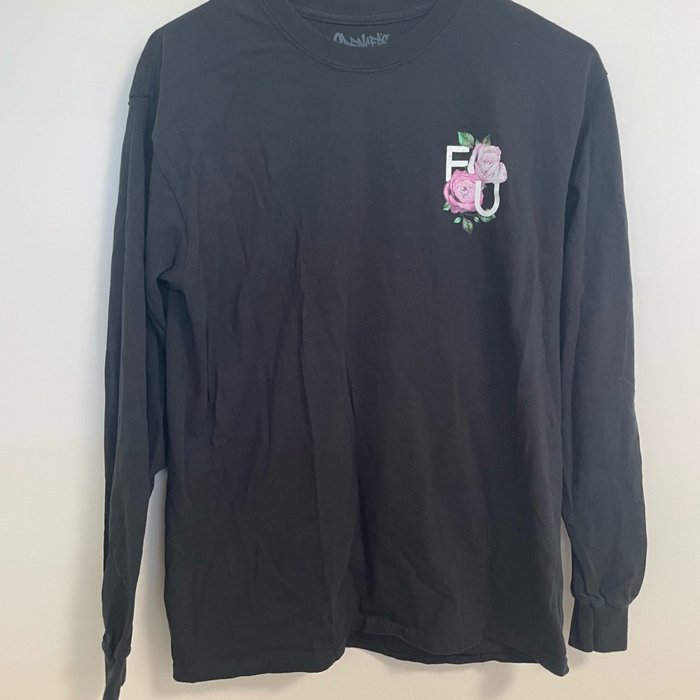 Black Long Sleeve Shirt f-ck off f/u design with Floral -Spencers